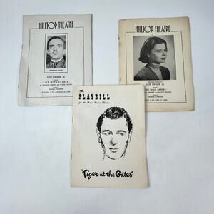Lot Of 3 Vtg Theater Programs 1949 Hilltop Theatre Life With Father Tiger Gates
